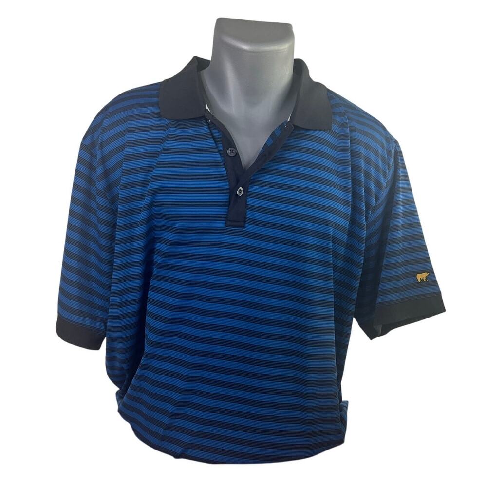 Jack Nicklaus Men's Moisture Wicking Golf Blue and Black Striped Polo Size XL